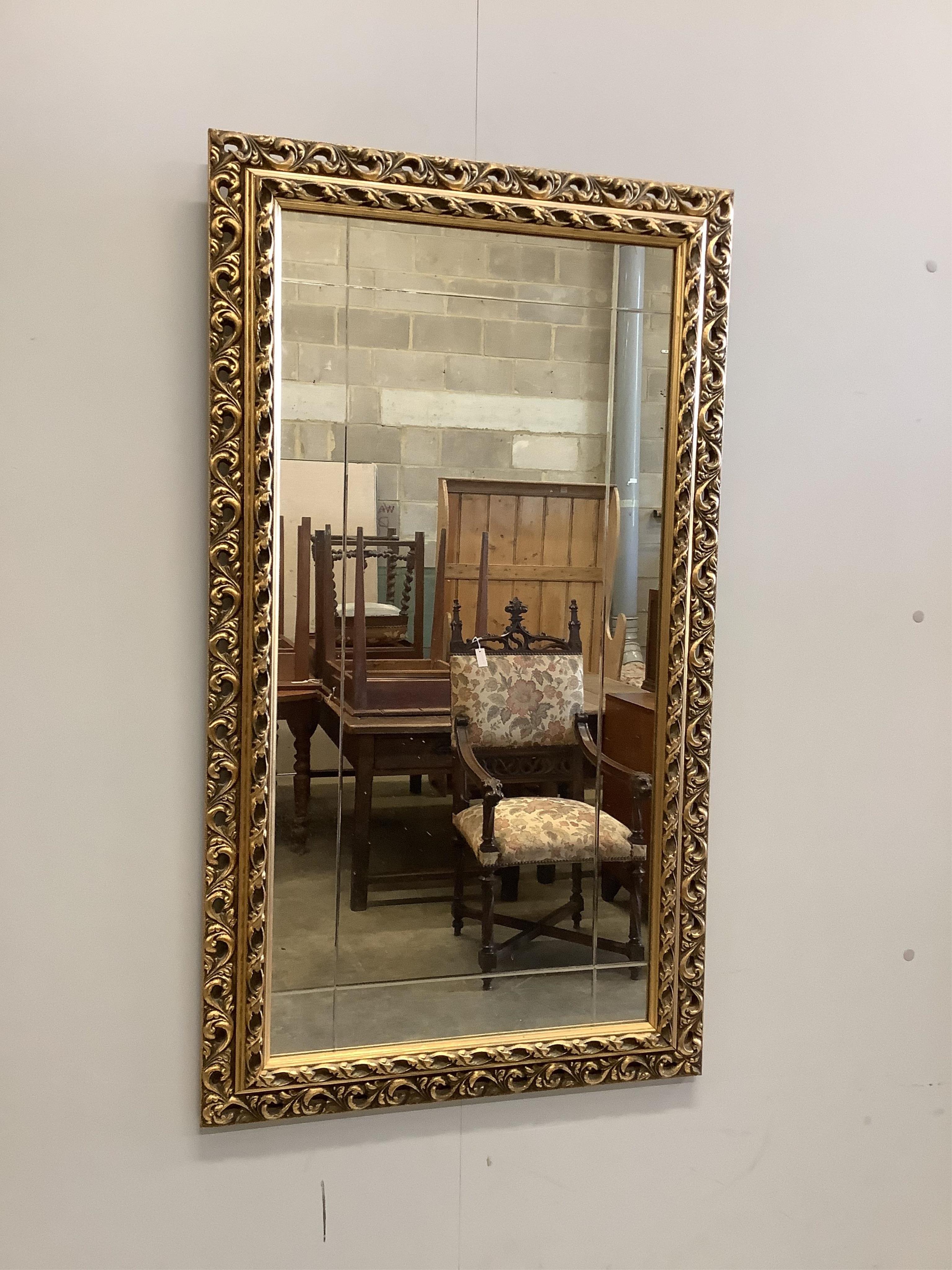 Two reproduction rectangular gilt composition wall mirrors, largest width 93cm, height 119cm